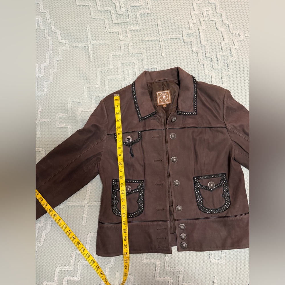 Double D Ranch Dark Brown Leather Stud-Trim Jacket - Picture 4 of 6
